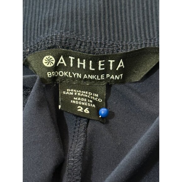 Athleta Brooklyn Ankle Pants Navy Blue Lightweight Pull-On Stretch Women Size 26 - Picture 3 of 8